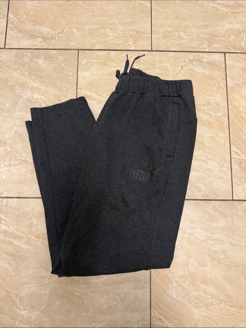 Puma Men's Dark Gray Drawstring Joggers
